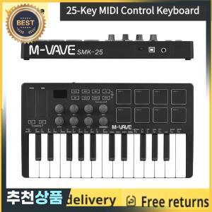 M-VAVE 미니 휴대용 USB 음악 편곡기 키보드 25 키 MIDI 컨트롤러 8 RGB 백라이트 패드 제작