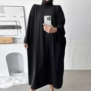 [하프클럽/]빅사이즈 601 필리터틀넥롱박스원피스 DGLT673