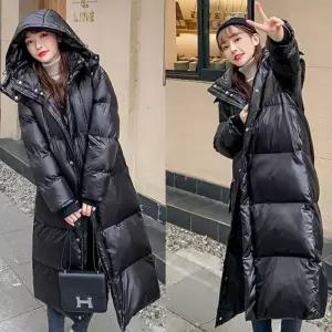 [라일리여성의류] Rly 블랙 여성롱패딩 블랙롱패딩 겨울 롱아우터 후드