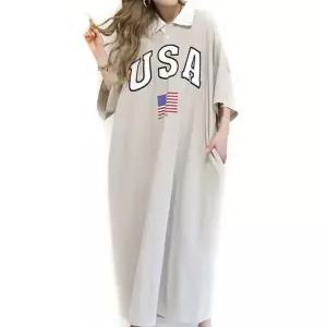 빅사이즈 507 배색카라박스반팔원피스 DOPU840