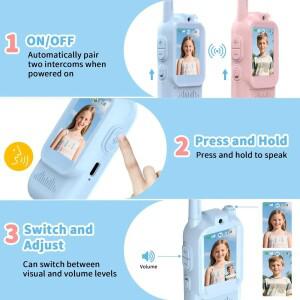 어린이용 비디오 무전기 세트 2개 충전식 2인치 고화질 화면 원클릭 인터콤 선물
