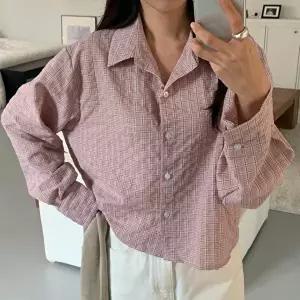 [옷자락]여자 봄남방 크롭 박스핏 개강룩 코튼 체크 셔츠