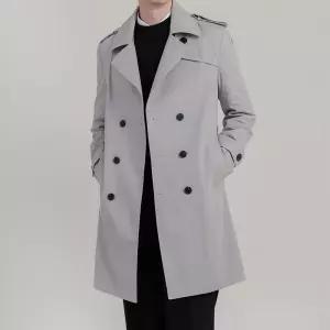 남자 더블 트렌치 바바리 코트 DB-CTA-77-그레이
