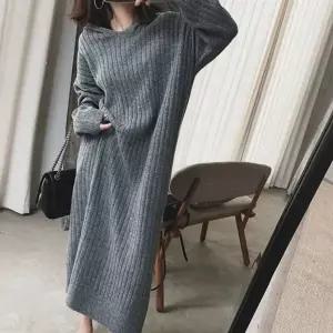 후드 니트 긴팔 롱 원피스 가을 겨울 (KYR-WFFT916)