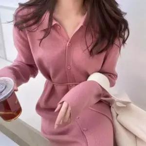 니트 긴팔 원피스 간절기 루즈핏 롱치마 데이트룩 (KYR-WFFT9OT)