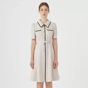 [롯데백화점]케네스레이디 콤비 카라 벨티드 원피스 (EWOPOF12)