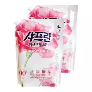 엘지 샤프란 섬유유연제 핑크 센세이션 2.3L 2개 빨래 향기