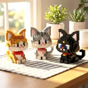 미니블럭 고양이 시리즈 3종 나노블럭 만들기 DIY세트
