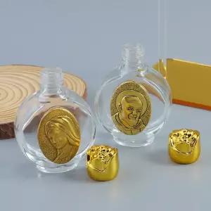 세례 Religiou 행사 교회 용품에 대 한 60ml 휴대용 유리 성수 병 골드 컬러 세인트 이미지 디자인 수출 품