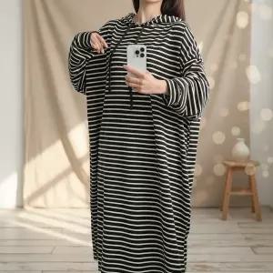 [신세계라이브쇼핑][옷자락] 여성 빅사이즈 단가라 후드 롱홈웨어 원피스