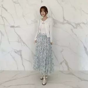 [하프클럽/]여성용 꽃무늬 여름 롱스커트