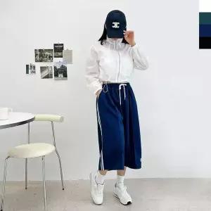 ACC VU44EV57 SS1010W 여자 7부 8부 루즈핏 트레이닝 투라인 와이드 버뮤다 바지