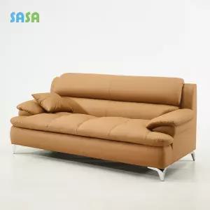 데코라인(매장상품) 콤마 3인 가죽소파 카멜