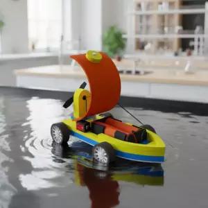 수륙양용 돛단배 스위치형 만들기 4in1 풍력 자동차 보트 작용반작용 과학교구 (1인용)