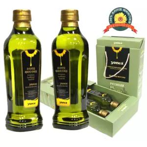 욘카 해바라기씨유 500mlx2p 글라스 최고급 식용유 선물세트 설날선