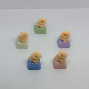 ( )키캡 딸깍이 키보드 LED 키링 클릭커 ASM 강아지 멍멍이 댕댕이 옐로우 키치한