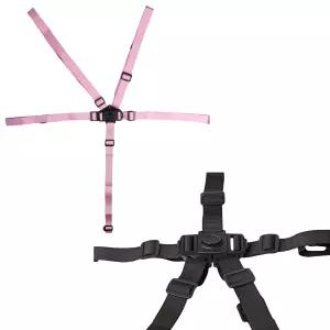 블랙 핑크 하이체어 스트랩 2개 하이체어용 5포인트 하네스 안전벨트 보호용 조절 가능하고 내구성이