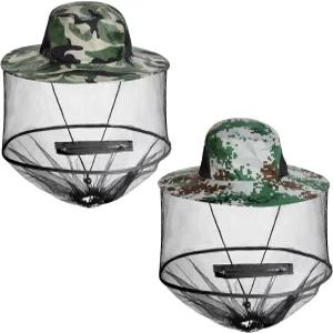 야외 원예 양봉을 위한 숨겨진 그물망이 모기 선 2팩 모자 정원 있는 머리 벌레 수크레인