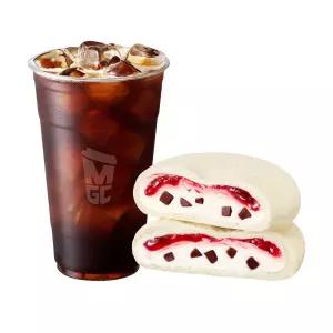 [메가MGC커피] 빵이 쫀득카니 메가급 맛있는 세트(메가리카노+딸기 크림치즈 쫀득빵)