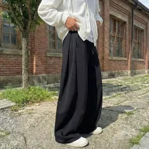 벌룬팬츠 사이드핀턱 스웨트 커브드 스판 와이드 기모바지