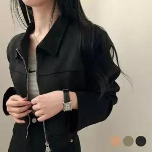 [의류] 여성 간절기 스웨이드 세미크롭 카라자켓 숏재킷 아우터 3색