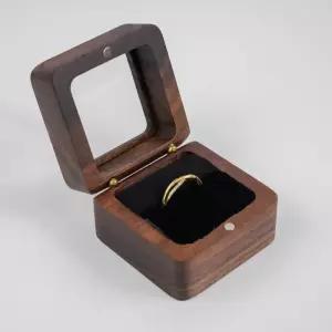 고급 원목 반지 커플링 케이스 프로포즈 예물함 선물박스 투명1구블랙