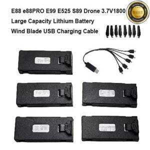 블랙 리튬 배터리 3.7V1800mAh E88 e88PRO E99 E525 S89 드론용 대용량 범용 USB 충전 케이블