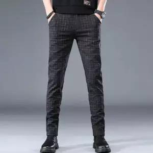 남자슬랙스 남성 베이직 체크패턴 일자 슬랙스 모던 정장바지