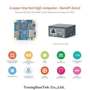 NanoPi Zero2 미니 LTS  콤보2G LPDDR4 RAM RK3528A4xARM Cortex-a53  2.0GHz eMMC/WiFi 확장 지원 기가비