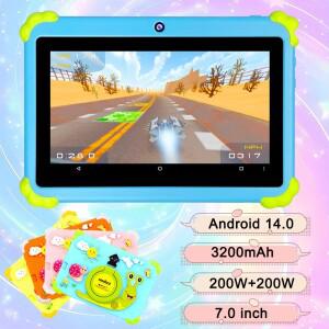 만화 패턴 용 태블릿 7인치 4GB 램 128GB 저장용량  학습용 선물 교육용 게임 14.0
