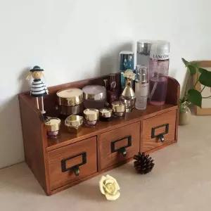 원목 화장품정리대 캐비닛 화장대 월넛 색상 서랍형 보관