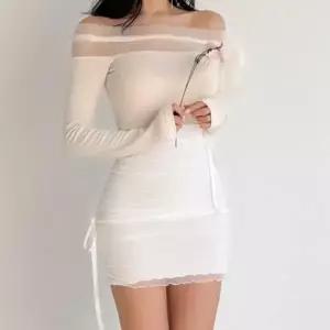 [옷자락]여성 시스루 레이어드 사이드 스트랩 미니 스커트