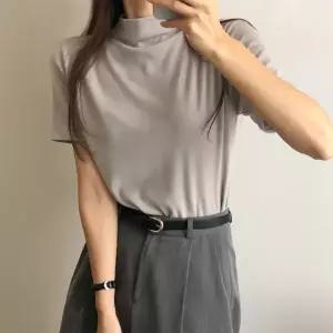 |KMT9EE1|여성 반목 폴라 겨울 반팔 티셔츠 레이온 스판 이너웨어