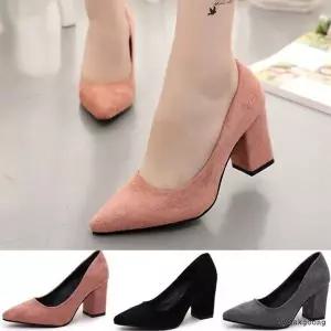 [하프클럽/]여성용 하이힐 통굽 구두 블랙 힐 8cm 높은 구두