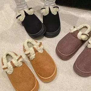 [하프클럽/]데일리 여성 스웨이드 털 구두 통굽 신발 플랫