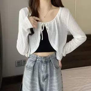 여름 여행 나들이 룩 휴양지 크롭 숏 볼레로 가디건 (WFKBWCZ)