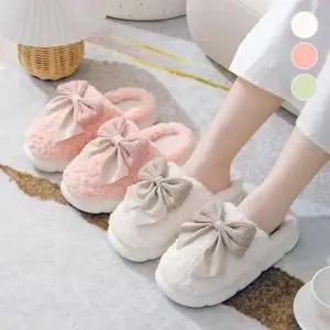 러블리한 리본 뽀글이 회사슬리퍼 실내용 방한실내화