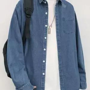 [골드스마일]데님 오버핏 포켓 남녀 긴팔 셔츠 청남방 캐주얼웨어