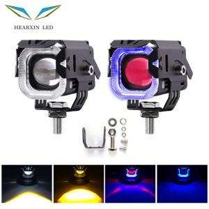 바이크 오토바이  브라이트 LED 스포트라이트 크리스탈 엔젤 아이 DRL 주간 주행 레드 블루 모토크로스 더