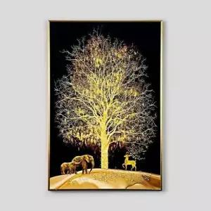 액자 사슴 코끼리 알루미늄 황금나무 40x60 큐빅 거실 WFLOMZZ