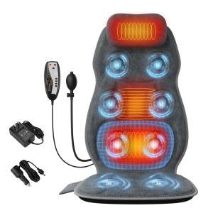 온열 마사지기 베개 목 지지대가 있는 전신 마사지 패드 부드러운 푹 패브릭 커버 3D 절개 및 8 진동 모터가 의자 아빠 엄마를 위한 선물 홈 오 용도