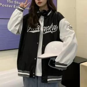 양털점퍼 줄무늬 여자자켓 야구 점퍼 양털 양털 (WFKIZ0P)