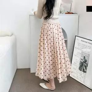 뽀얌 롱스커트 데일리 쉬폰 밴딩 도트 땡땡이 WD5495E