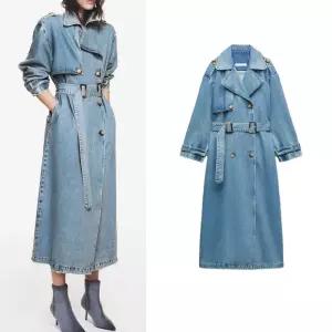 청 코트 롱 재킷 브레이커 청코트 간절기 여자 기모