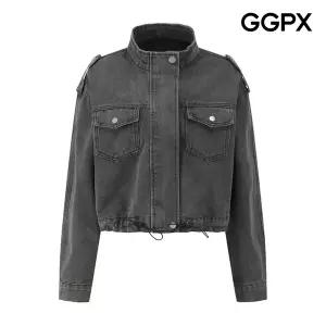 [GGPX] GQ2JK009F 차이나 카라 데님 스트링 자켓