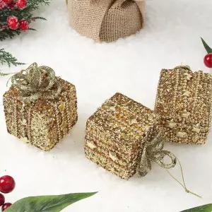 비타리토 로열골드 황금선물상자 오너먼트 3p세트트리장식 장식품 소품 인형 크리스마스 용품 성탄 트리볼