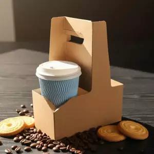 팩투유 커피캐리어 450 롱크라프트 50개 음료 컵 2구 종이 캐리어