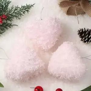 뽀글이 크리스마스 오너먼트 트리용 크리스마스 트리 장식 하트 핑크 3p