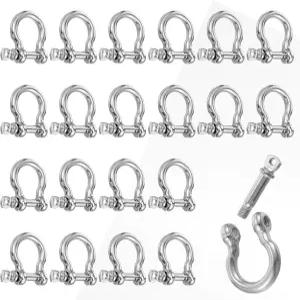 Caeuiciw 20 PCS 스테인리스 스틸 M6 스크류 섀클 1/4 인치 체인 작은 활 클레비스 헤비 듀티 핀 앵커 견인