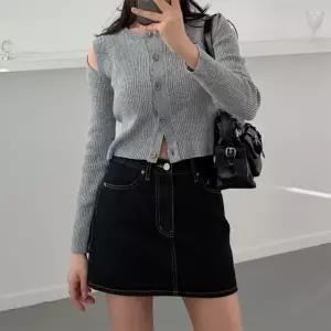 [다잇템] 여자 속바지 데님스커트 논페이드 자수 에이라인 미니스커트